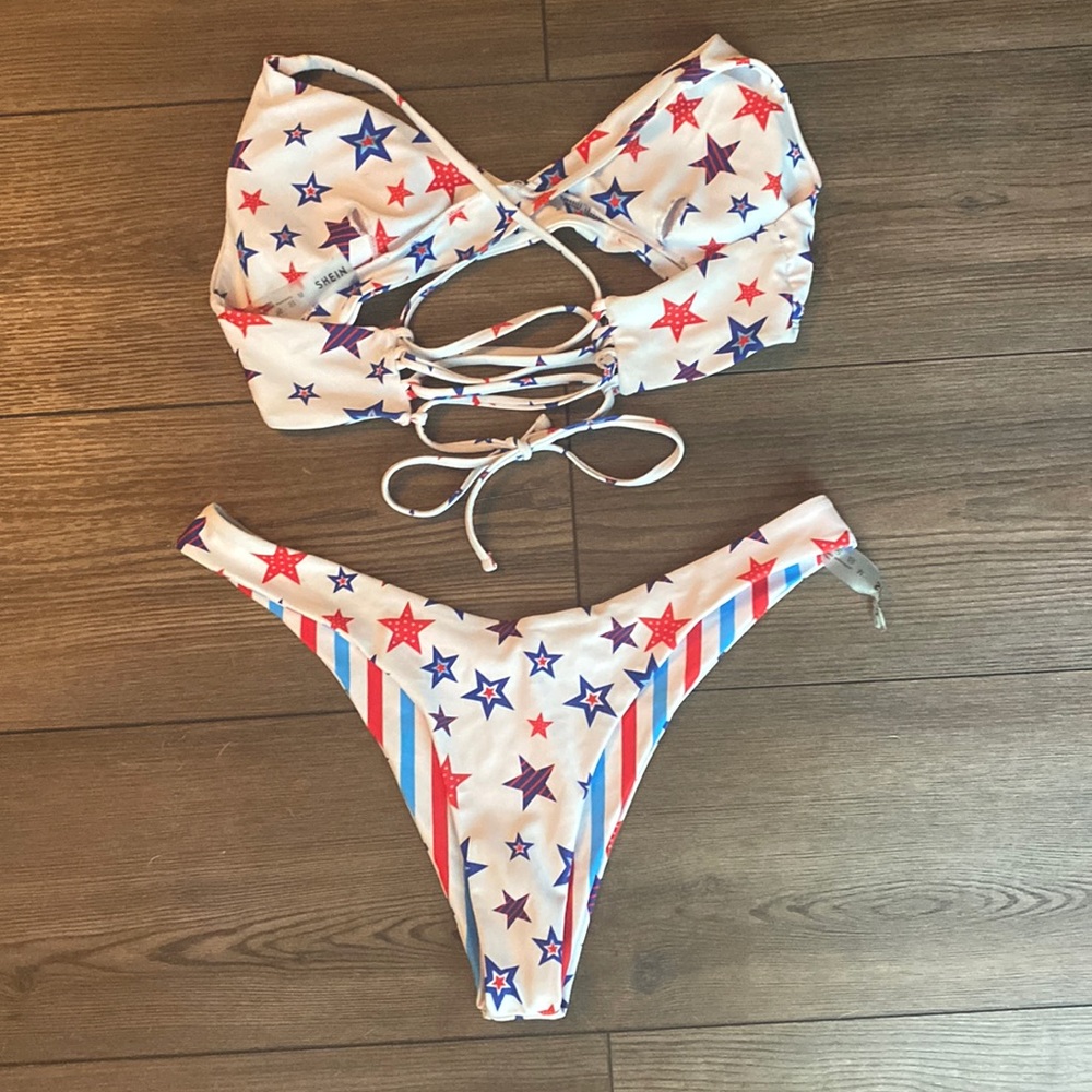 Red, white, and blue SHEIN bikini.